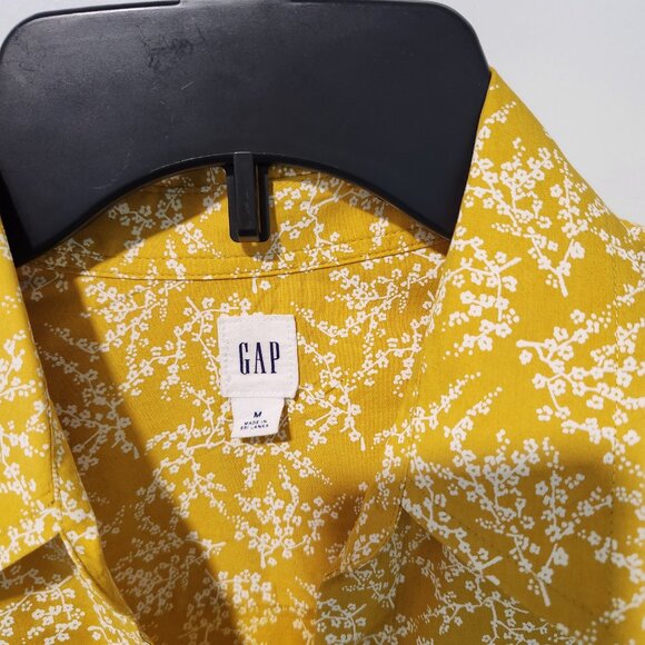 GAP Women's Yellow/White design Long Sleeve Button Down Blouse Top Shirt-Medium - Picture 2 of 7
